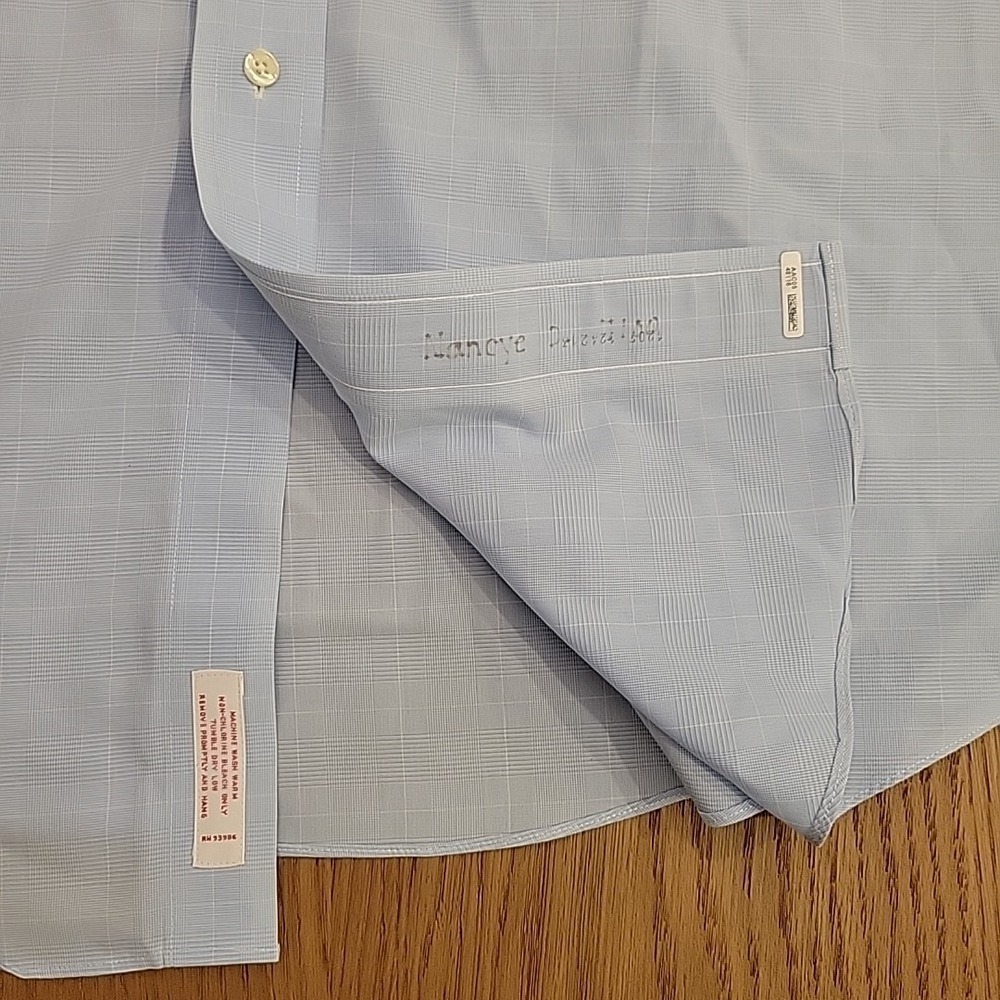 Brooks Brothers Dress Shirt Men's 17 33 Blue Glen Check Non Iron Button Up - Picture 8 of 9